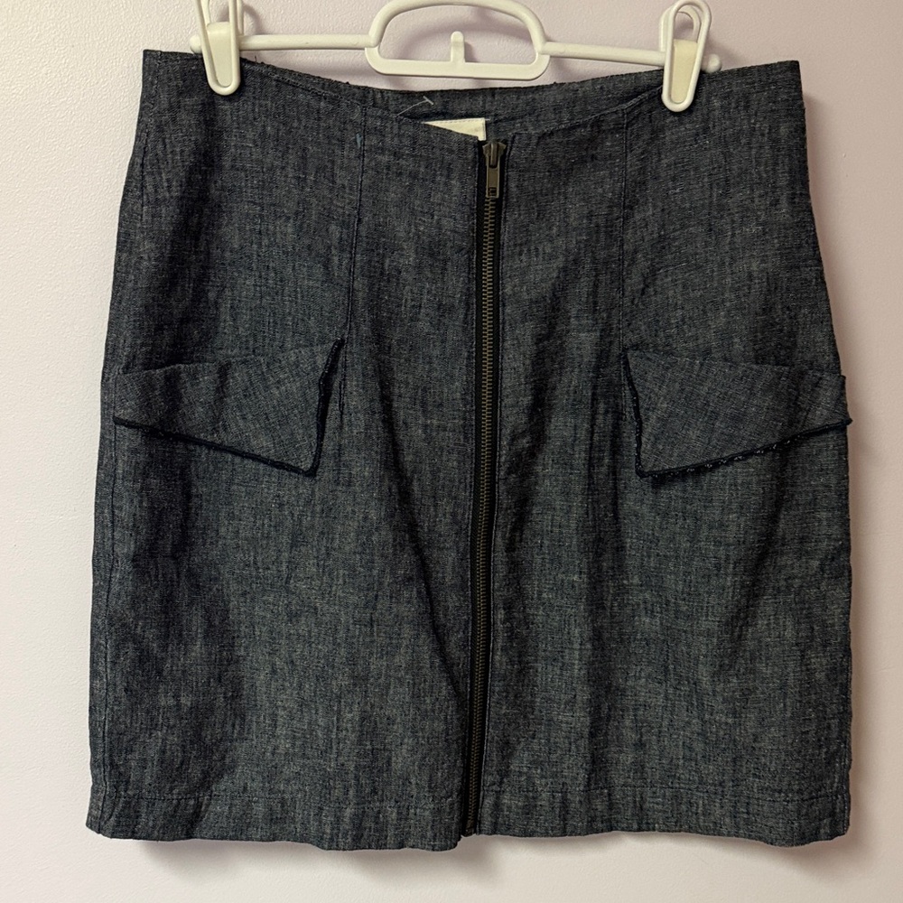 NWOT Anthropologie Brand Blue Linen/Cotton Blend skirt